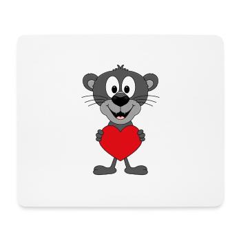 PANTHER - HERZ - LIEBE - TIERISCH - VERLIEBT - Mousepad (Querformat) - Weiß - Vorne
