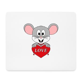 MAUS - HERZ - LIEBE - TIERISCH - VERLIEBT - TIER - Mousepad (Querformat) - Weiß - Vorne