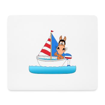 PFERD - PONY - SEGELN - SEGELBOOT - KAPITÄN - Mousepad (Querformat) - Weiß - Vorne