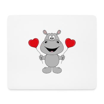 NILPFERD - LUFTBALLONS - LIEBE - TIERISCH - TIER - Mousepad (Querformat) - Weiß - Vorne
