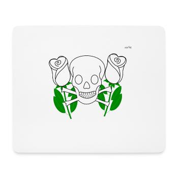 Skull between white roses - Mouse Pad (horizontal) - white - Front
