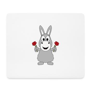 ESEL - BLUMEN - ROSEN - TIERISCH - VERLIEBT - Mousepad (Querformat) - Weiß - Vorne