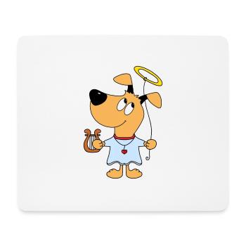 HUND - ENGEL - HIMMEL - HARFE - HEILIGENSCHEIN - Mousepad (Querformat) - Weiß - Vorne