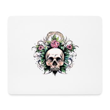 Floral Skull Crown Tattoo Art - Mouse Pad (horizontal) - white - Front