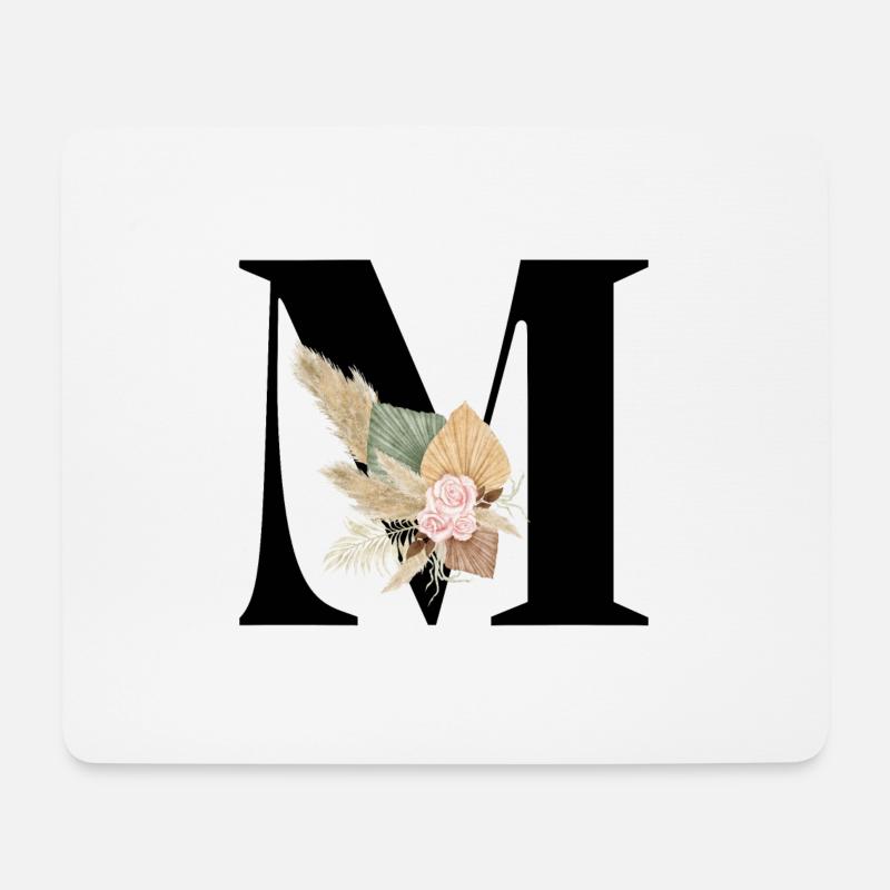 Buchstabe M geblümt - Mousepad (Querformat) - Weiß
