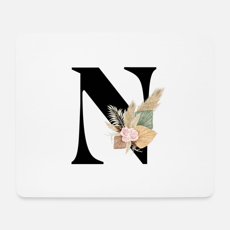 Buchstabe N Blumen - Mousepad (Querformat) - Weiß
