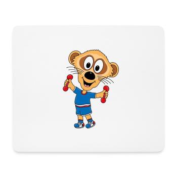FITNESS - HANTELN - TIERISCH FIT - ERDMÄNNCHEN - Mousepad (Querformat) - Weiß - Vorne