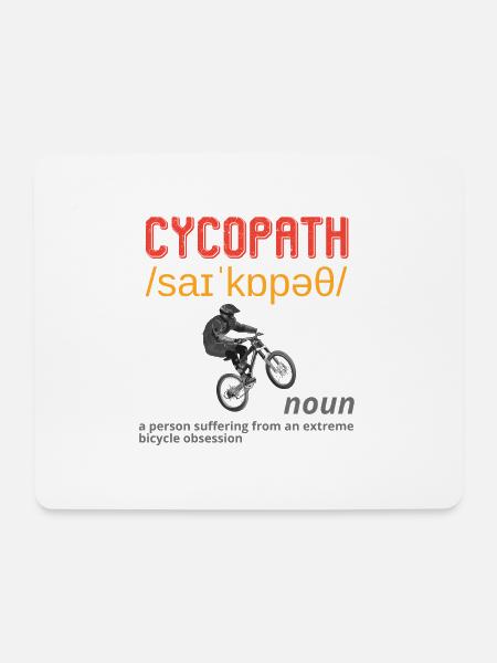 CYCOPATH Bunte Retro Font Mann Fahrrad fahren - Mousepad (Querformat) - Weiß