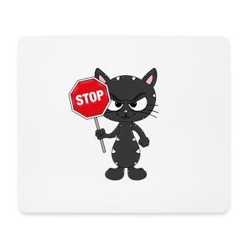 KATZE - KATER - STOP - TIER - TIERISCH - Mousepad (Querformat) - Weiß - Vorne