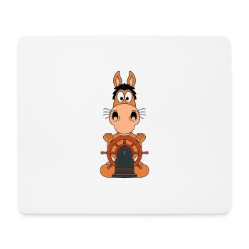 PFERD - PONY - KAPITÄN - BOOT - SCHIFF - MEER - Mousepad (Querformat) - Weiß - Vorne