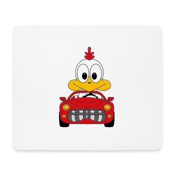 AUTO - HUHN - TIERISCH - TIER - LUSTIGER VOGEL - Mousepad (Querformat) - Weiß - Vorne