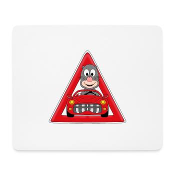 MAULWURF - AUTO - CABRIO - ACHTUNG - AUTOFAHRER - Mousepad (Querformat) - Weiß - Vorne