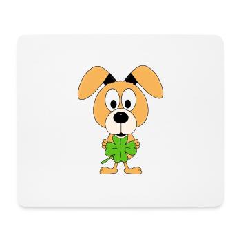 HUND - KLEEBLATT - GLÜCK - GLÜCKSBRINGER - TIER - Mousepad (Querformat) - Weiß - Vorne