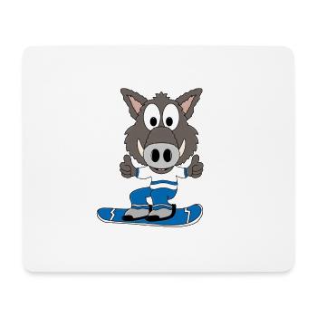 WILDSCHWEIN - SNOWBOARD - PISTENSAU - SPORT - Mousepad (Querformat) - Weiß - Vorne