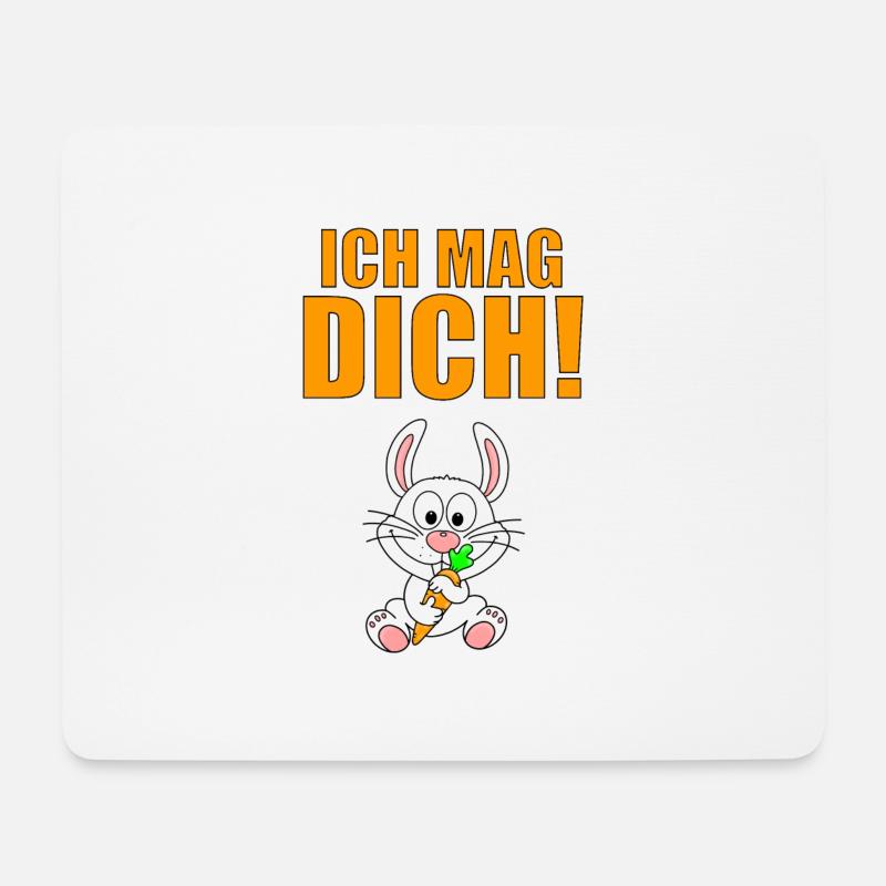 ICH MAG DICH! - HASE - MÖHRE - TIER - LIEBE - Mousepad (Querformat) - Weiß