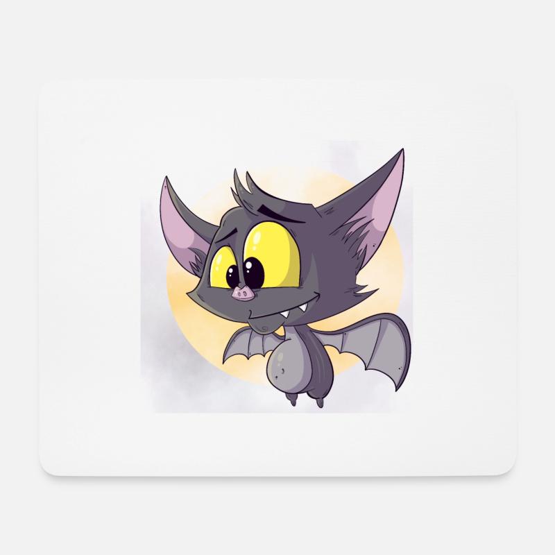 Fledermaus mit Mond und Wolken im Hintergrund - Mousepad (Querformat) - Weiß