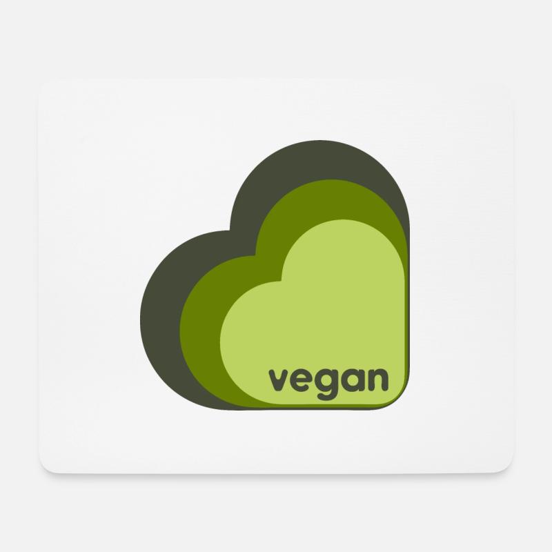 Grünes veganes Herz drei Farben - Mousepad (Querformat) - Weiß