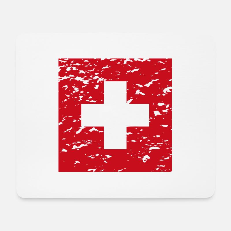 Schweiz Fahne - Mousepad (Querformat) - Weiß