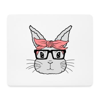 Visage de lapin nerd féminin - Tapis de souris (format paysage) - blanc - Devant