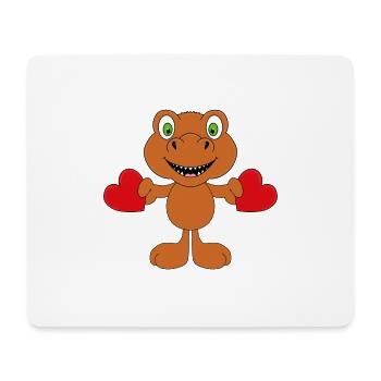 DINOSAURIER - T-REX - LIEBE - HERZ - TIERISCH - Mousepad (Querformat) - Weiß - Vorne