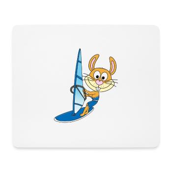 HASE - WINDSURFER - SURFER - WASSERSPORT - TIER - Mousepad (Querformat) - Weiß - Vorne