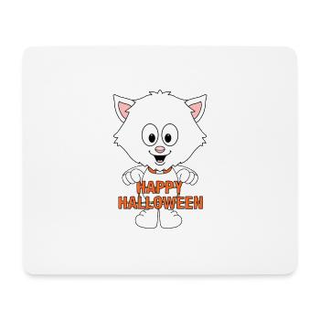 KATZE - CAT - HAPPY HALLOWEEN - TIER - KIND - Mousepad (Querformat) - Weiß - Vorne