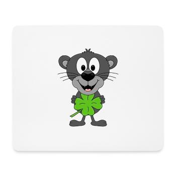 PANTHER - KLEEBLATT - TIER - KIND - BABY - Mousepad (Querformat) - Weiß - Vorne