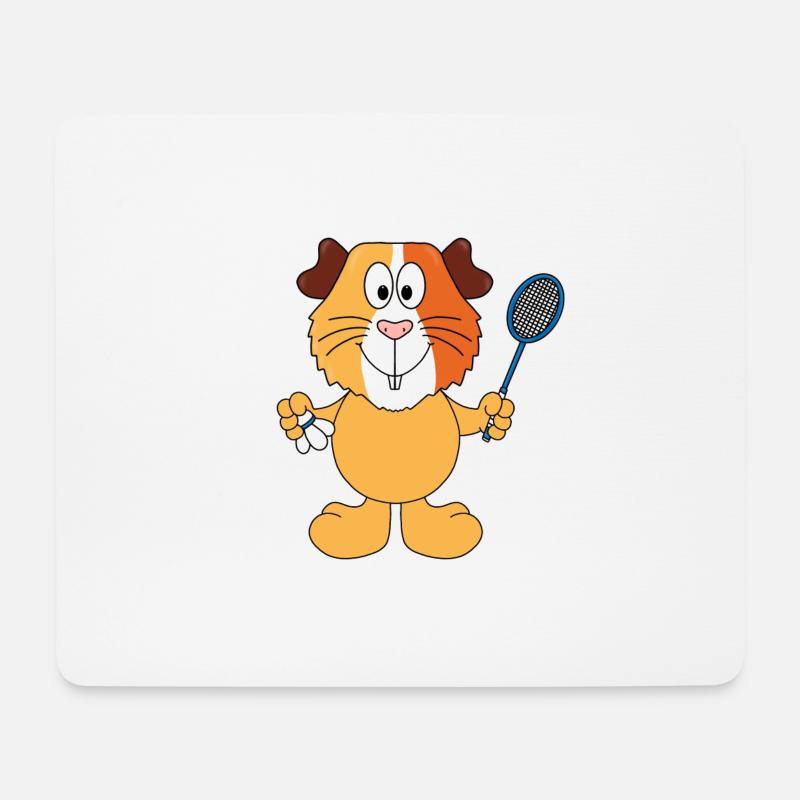 MEERSCHWEINCHEN - FEDERBALL - BADMINTON - SPORT - Mousepad (Querformat) - Weiß