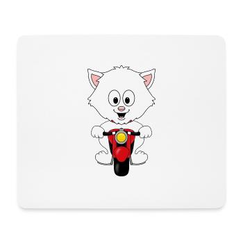 KATZE - KATER - MOTORRAD - BIKER - KIND - BABY - Mousepad (Querformat) - Weiß - Vorne