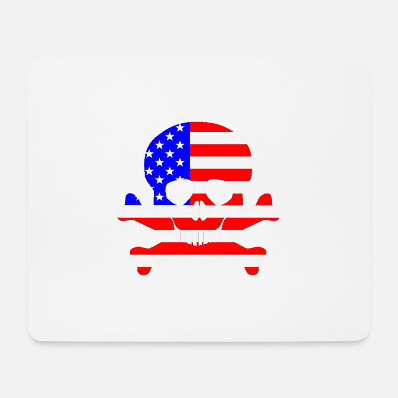 Stars And Stripes Skull and Crossbones - Mouse Pad (horizontal) - white