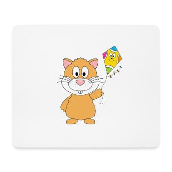 HAMSTER - DRACHE - KITE - DRACHENSTEIGEN - HERBST - Mousepad (Querformat) - Weiß - Vorne