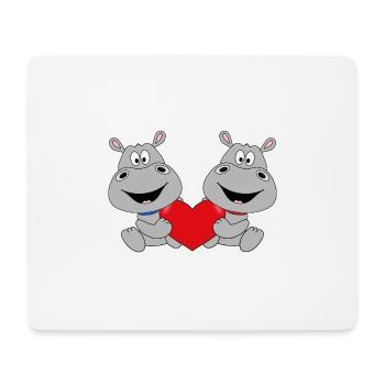 NILPFERDE - FLUSSPFERDE - HIPPOS - LIEBE - HERZ - Mousepad (Querformat) - Weiß - Vorne