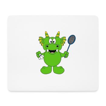DRACHE - FEDERBALL - SPORT - BADMINTON - TIER - Mousepad (Querformat) - Weiß - Vorne