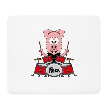 SCHWEIN - MUSIKER - SCHLAGZEUGER - BAND - ROCK - Mousepad (Querformat) - Weiß - Vorne