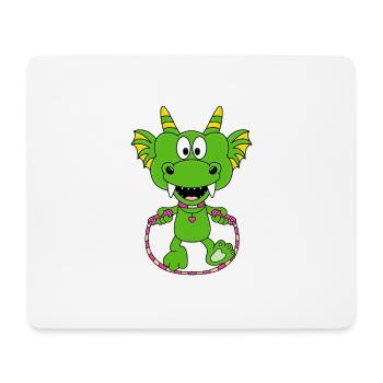 DRACHE - SPRINGSEIL - FITNESS - KIND - BABY - Mousepad (Querformat) - Weiß - Vorne