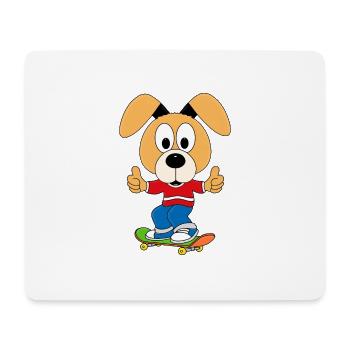 HUND - SKATEBOARD - SPORT - TIER - KIND - BABY - Mousepad (Querformat) - Weiß - Vorne