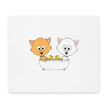 KATZEN - BADEWANNE - TIERISCH - TIERE - FUN - Mousepad (Querformat) - Weiß - Vorne