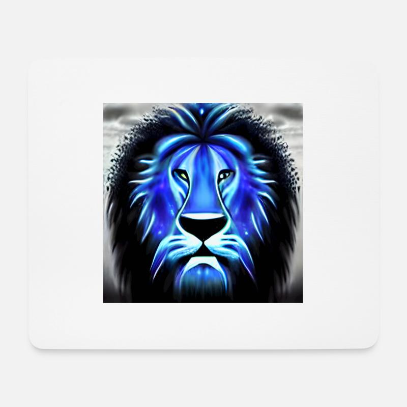 KOSMISCHER BLAUER LÖWE - Mousepad (Querformat) - Weiß