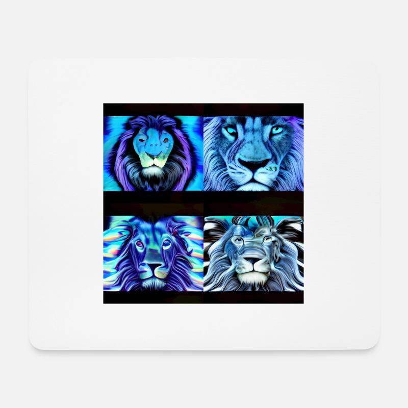 VIER BLAUE LÖWEN - Mousepad (Querformat) - Weiß