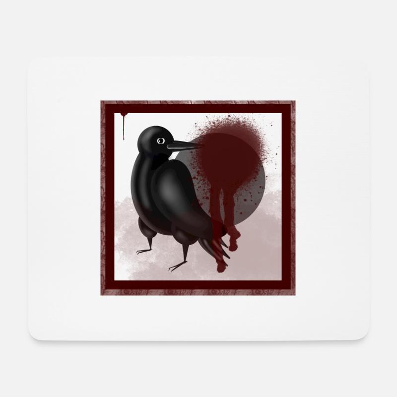 Düsterer Rabe Dohle Vogel in Schwarz - Mousepad (Querformat) - Weiß