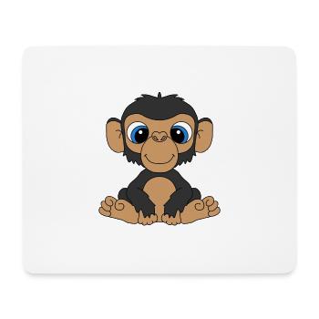 AFFE - SCHIMPANSE - TIER - KIND - BABY - Mousepad (Querformat) - Weiß - Vorne