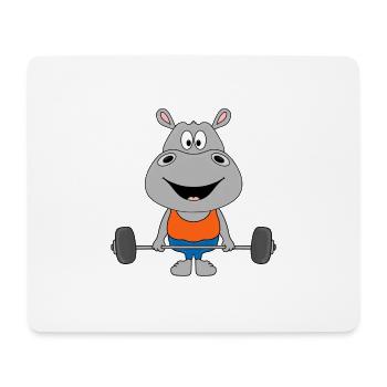 GEWICHTHEBER - FITNESS - BODYBUILDING - NILPFERD - Mousepad (Querformat) - Weiß - Vorne