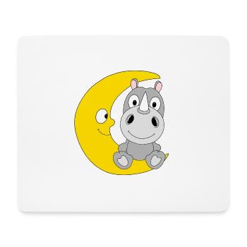MOND - NASHORN - TIER - KIND - BABY - Mousepad (Querformat) - Weiß - Vorne