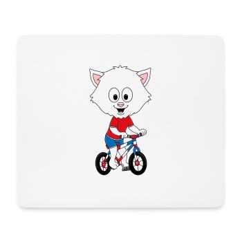 FAHRRAD - RAD - RADFAHRER - KATZE - TIER - BABY - Mousepad (Querformat) - Weiß - Vorne