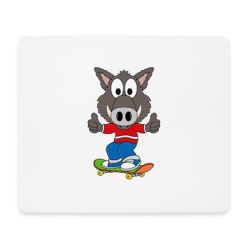 SKATEBOARD - WILDSCHWEIN - SPORT - KIND - BABY - Mousepad (Querformat) - Weiß - Vorne