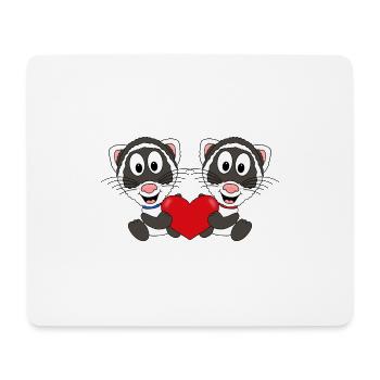 FRETTCHEN - HERZ - LIEBE - TIERISCH - VERLIEBT - Mousepad (Querformat) - Weiß - Vorne