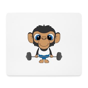 SCHIMPANSE - AFFE - FITNESS - KIND - BABY - Mousepad (Querformat) - Weiß - Vorne
