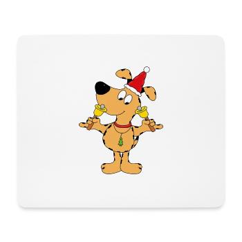 HUND - WEIHNACHTEN - GLOCKEN - TIER - KIND - BABY - Mousepad (Querformat) - Weiß - Vorne