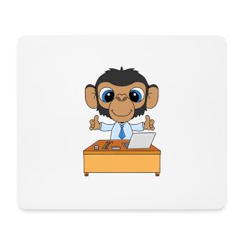 SCHIMPANSE - ARBEIT - AFFE - CHEF - MITARBEITER - Mousepad (Querformat) - Weiß - Vorne