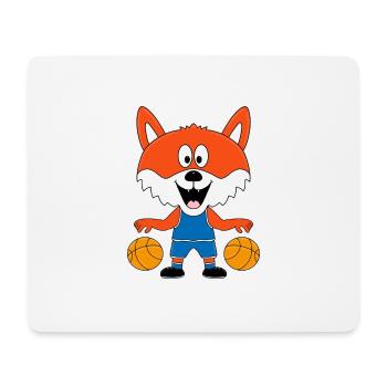 BASKETBALL - FUCHS - SPORT - TIER - KIND - BABY - Mousepad (Querformat) - Weiß - Vorne